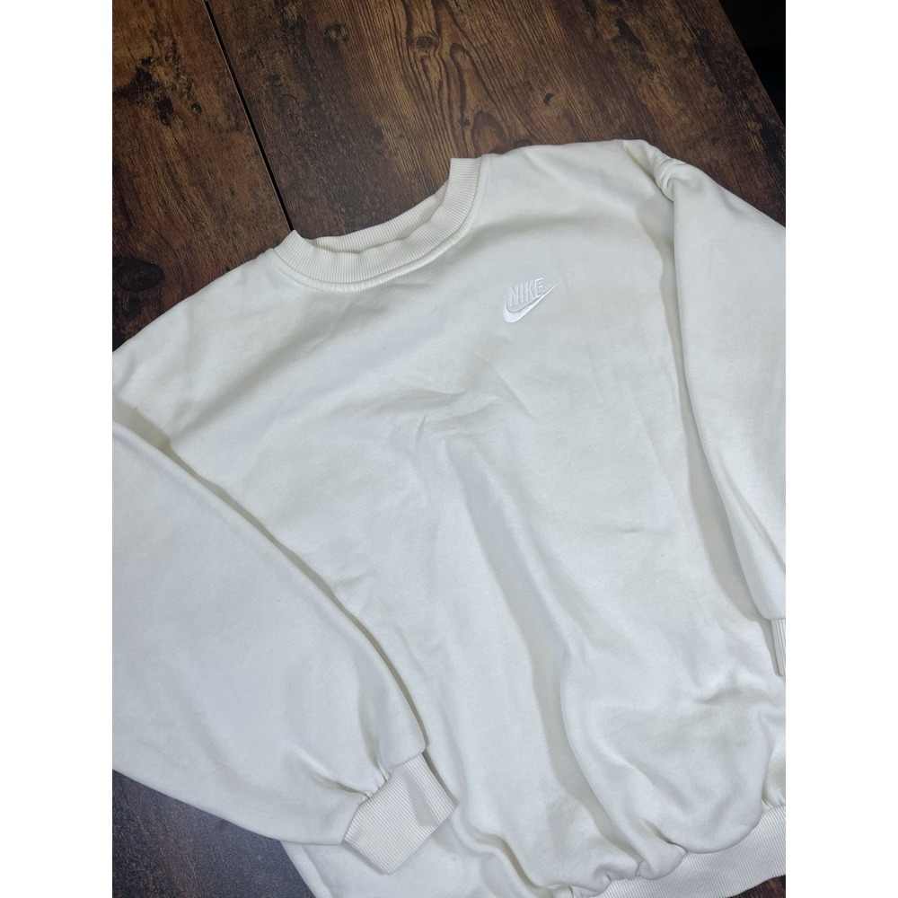 Nike Cream Crewneck Pullover Sweatshirt Fleece Cotton Blend size Youth Medium